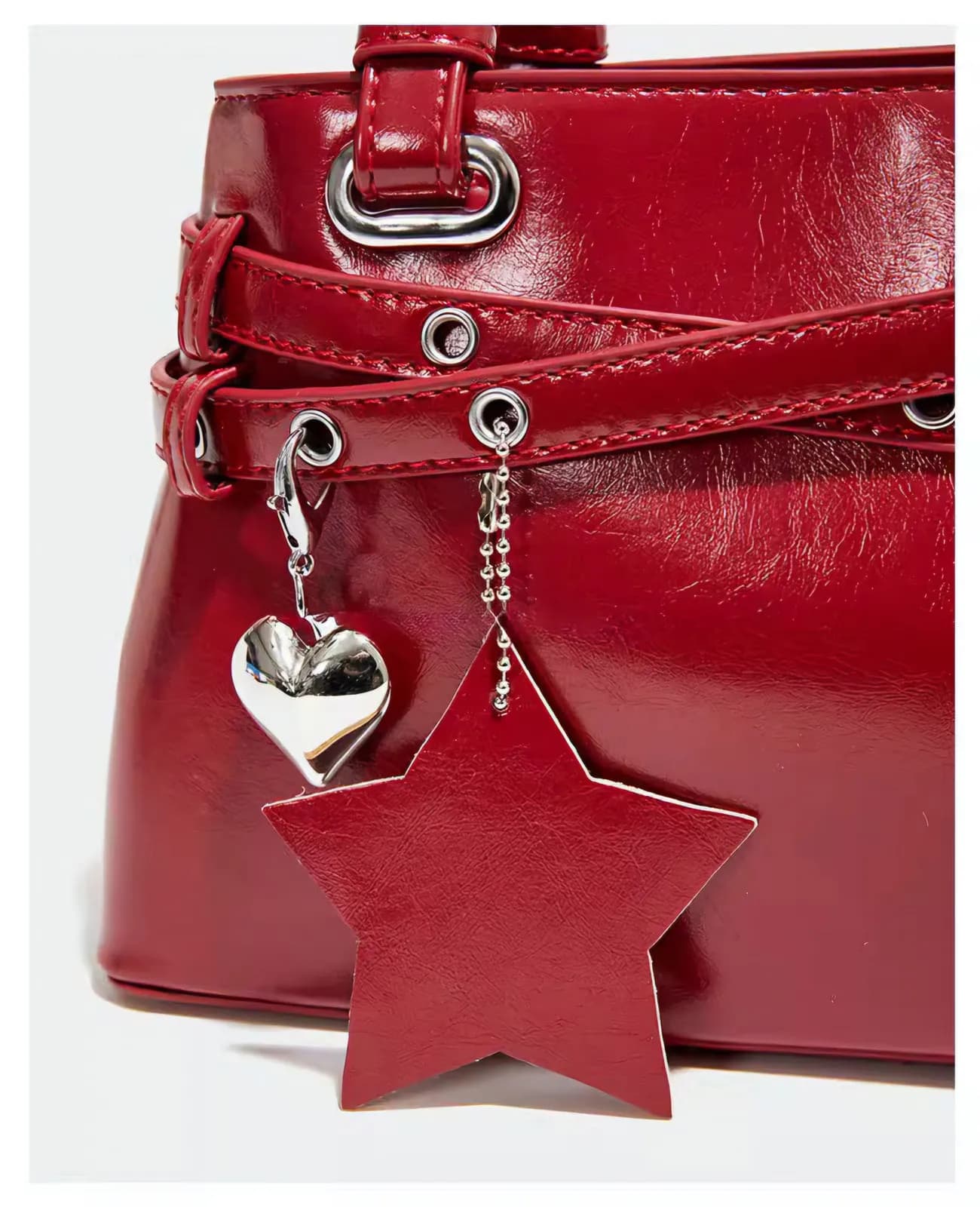 BLOCCO SEVEN Glossy Red East-West Shoulder Bag with Star Charm — view 7 — buy original in Bangladesh