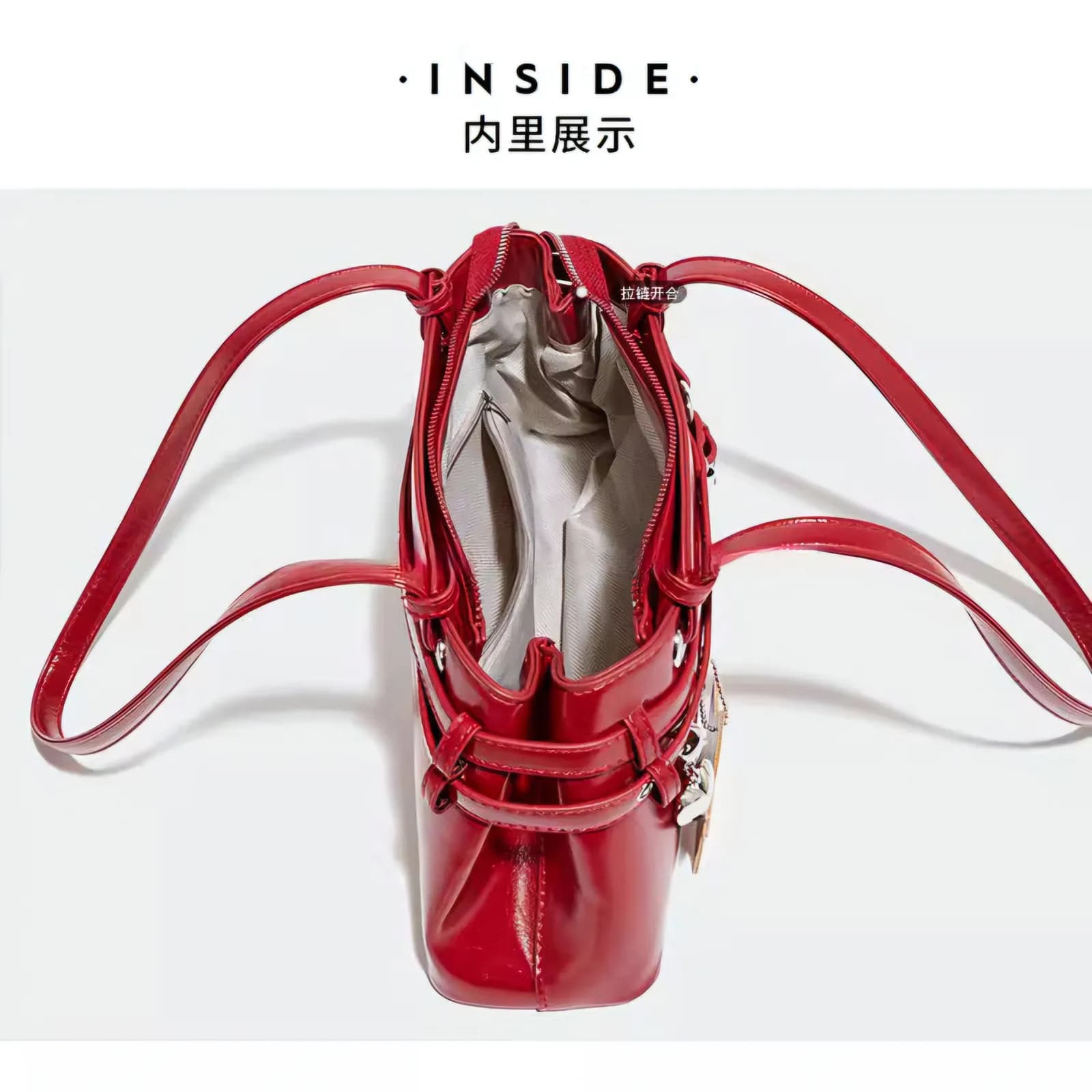 BLOCCO SEVEN Glossy Red East-West Shoulder Bag with Star Charm — view 8 — buy original in Bangladesh