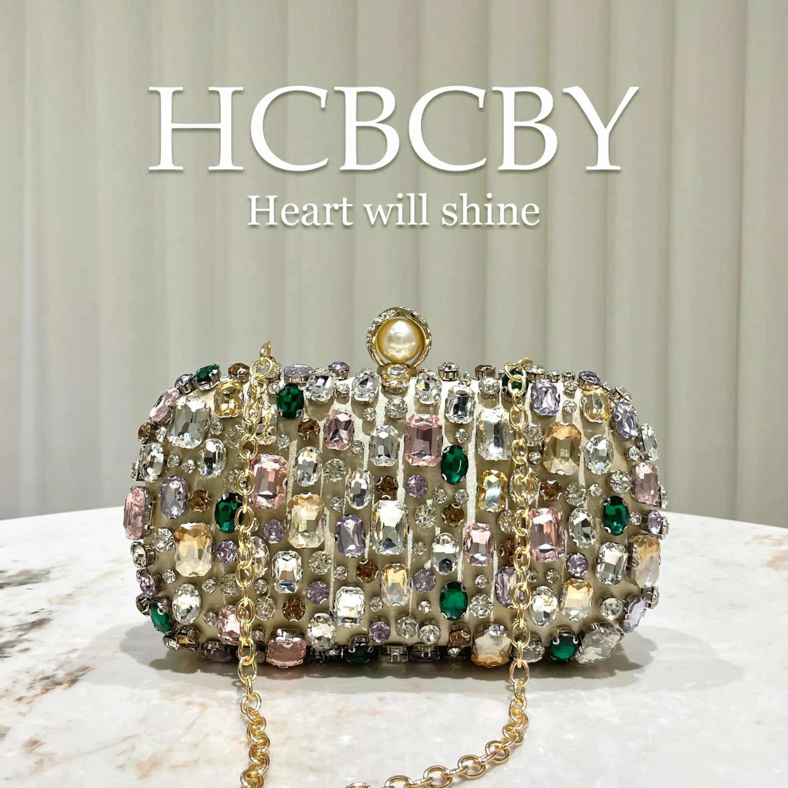 HCBCBY Luxury Multicolor Crystal Embellished Evening Clutch Bag — view 8 — buy original in Bangladesh