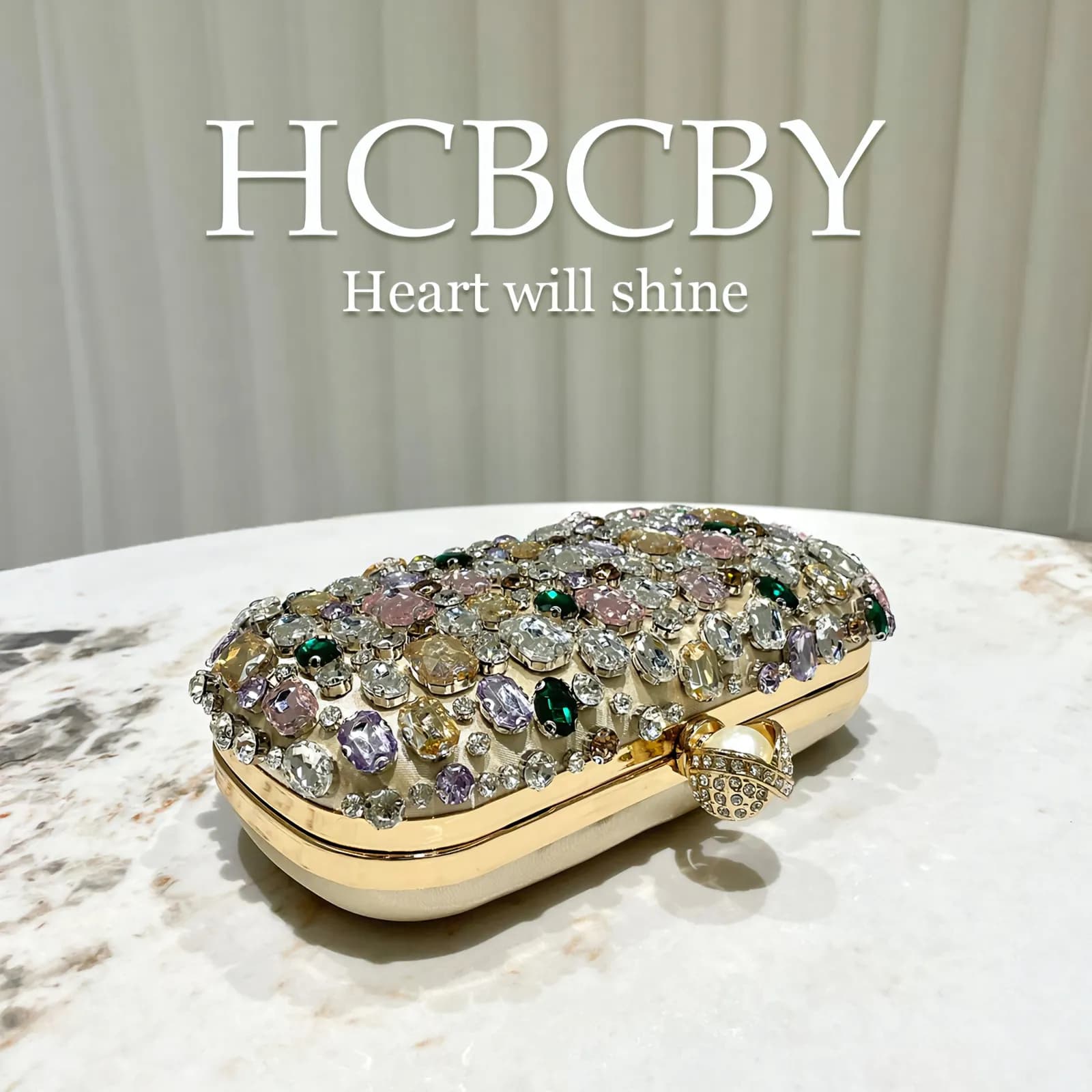 HCBCBY Luxury Multicolor Crystal Embellished Evening Clutch Bag — view 9 — buy original in Bangladesh