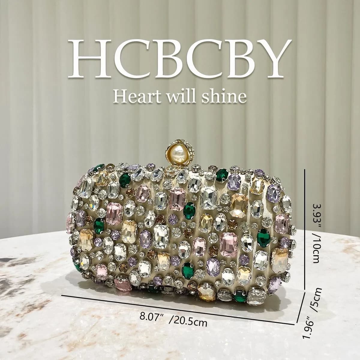 HCBCBY Luxury Multicolor Crystal Embellished Evening Clutch Bag — view 11 — buy original in Bangladesh