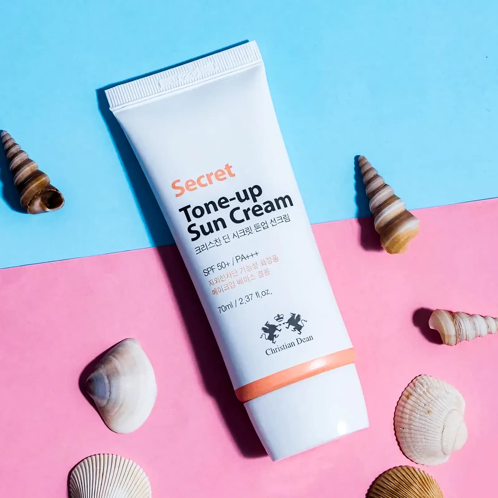 Christian Dean Secret Tone Up Sun Cream 70ml packaging pink sunscreen