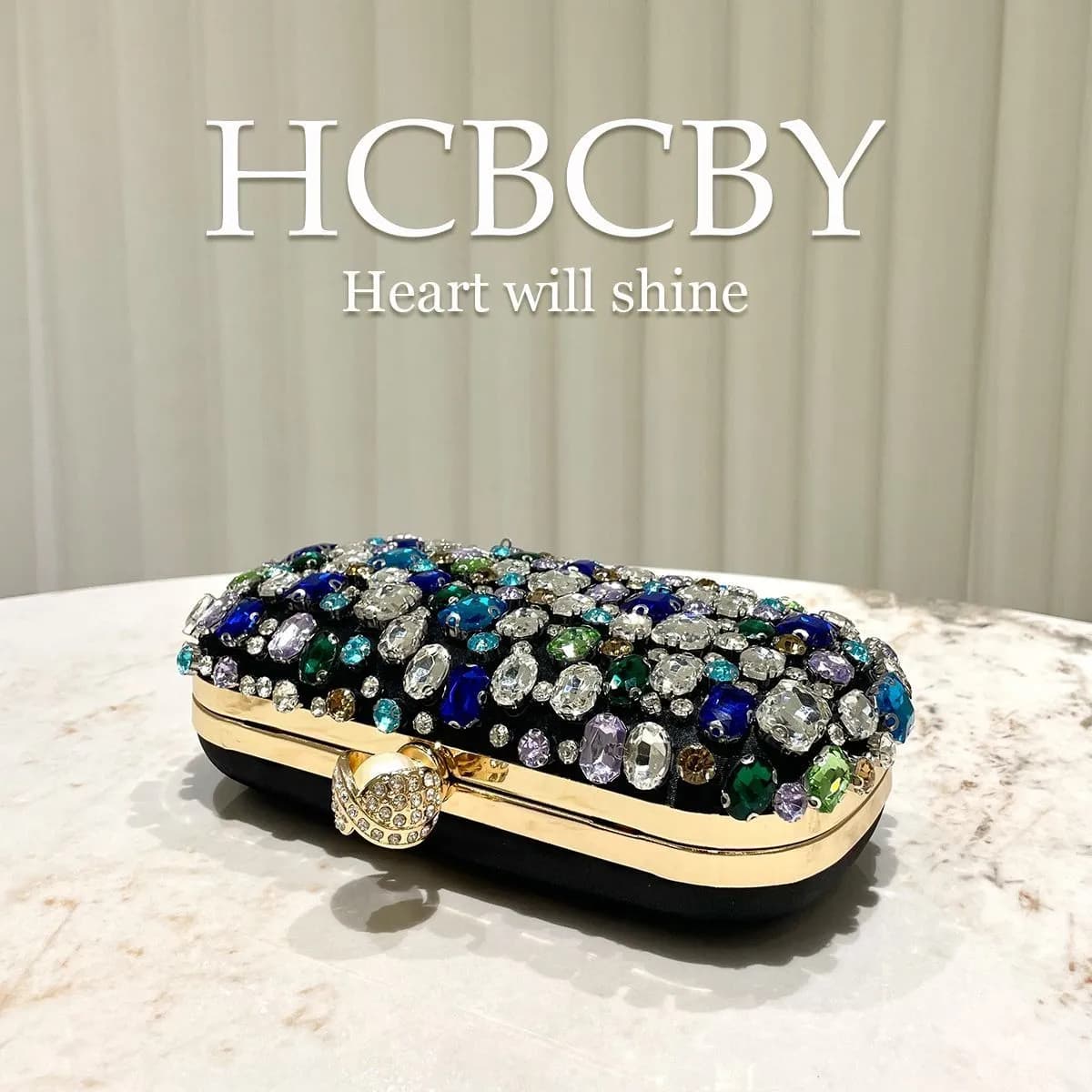 HCBCBY Luxury Multicolor Crystal Embellished Evening Clutch Bag — view 2 — buy original in Bangladesh